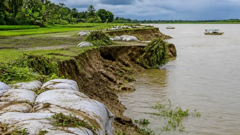 কুশিয়ারার ভাঙনে বিলীন ফসলি জমি, ৫৭৩ কোটি টাকার ডাইকেও সুরক্ষা নেই